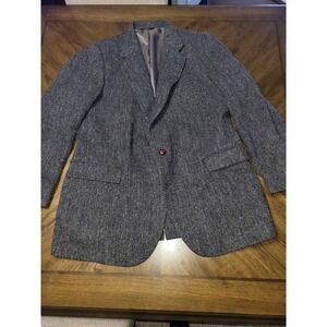 Harris Tweed Blazer 100% Pure Scottish Wool Herringbone flaw inside see pic